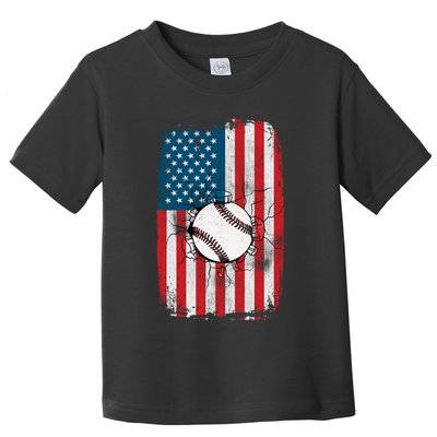 Distressed USA American Flag Baseball Toddler T-Shirt