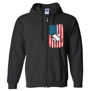 Distressed USA American Flag Baseball Full Zip Hoodie