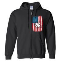 Distressed USA American Flag Baseball Full Zip Hoodie