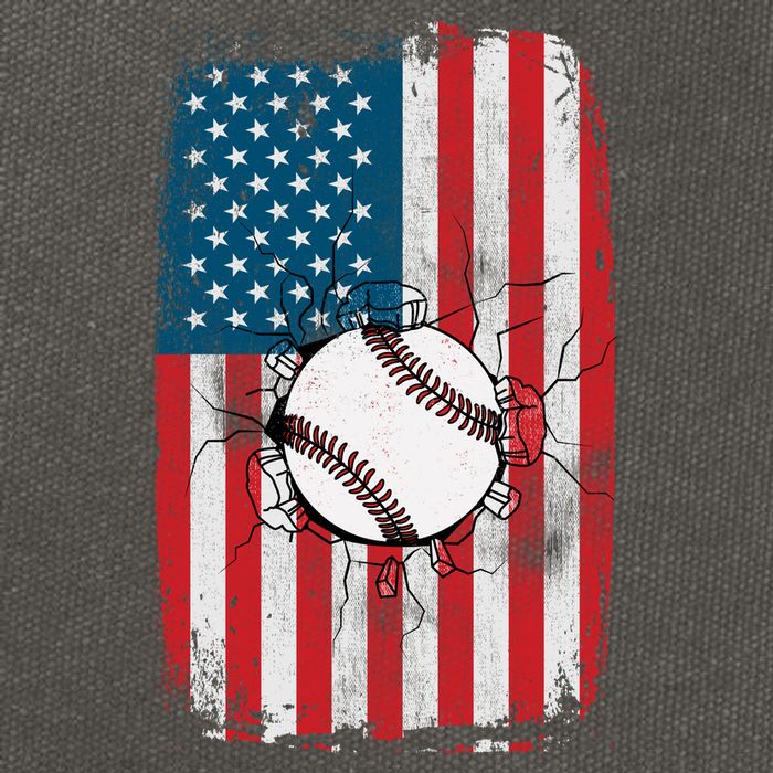 Distressed USA American Flag Baseball Cotton Canvas Backpack