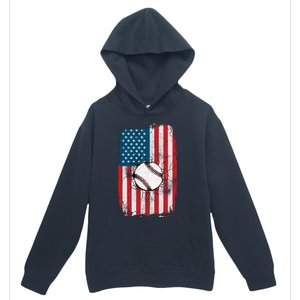 Distressed USA American Flag Baseball Urban Pullover Hoodie