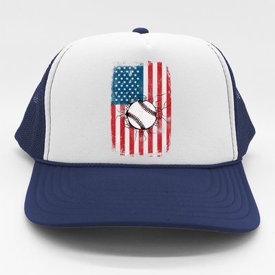 Distressed USA American Flag Baseball Trucker Hat