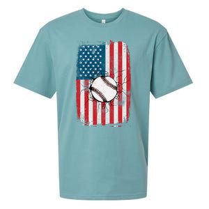 Distressed USA American Flag Baseball Sueded Cloud Jersey T-Shirt