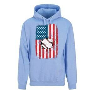 Distressed USA American Flag Baseball Unisex Surf Hoodie