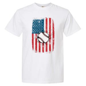 Distressed USA American Flag Baseball Garment-Dyed Heavyweight T-Shirt