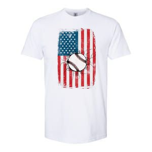 Distressed USA American Flag Baseball Softstyle CVC T-Shirt