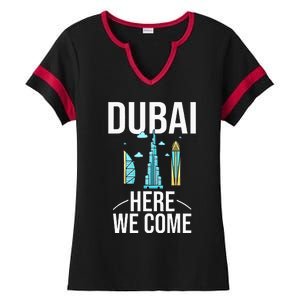 Dubai United Arab Emirates Uae City Trip Skyline Map Travel Ladies Halftime Notch Neck Tee