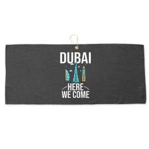 Dubai United Arab Emirates Uae City Trip Skyline Map Travel Large Microfiber Waffle Golf Towel