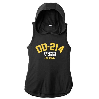 DD214 US Army Alumni Long Sleeve Ladies PosiCharge Tri-Blend Wicking Draft Hoodie Tank