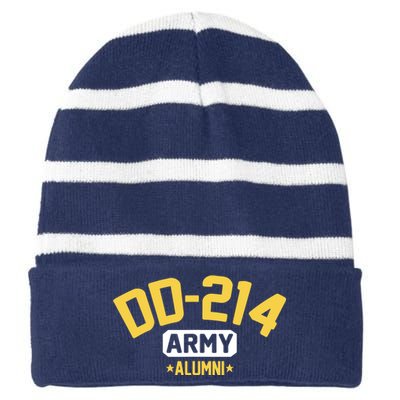 DD214 US Army Alumni Long Sleeve Striped Beanie with Solid Band