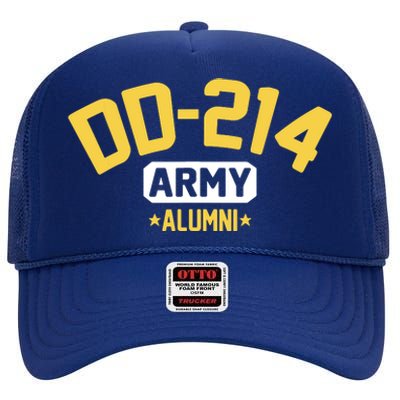 DD214 US Army Alumni Long Sleeve High Crown Mesh Back Trucker Hat