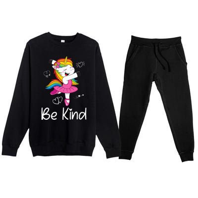 Dancing Unicorn Be Kind Anti Bullying Unity Day Orange Premium Crewneck Sweatsuit Set