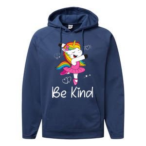 Dancing Unicorn Be Kind Anti Bullying Unity Day Orange Performance Fleece Hoodie