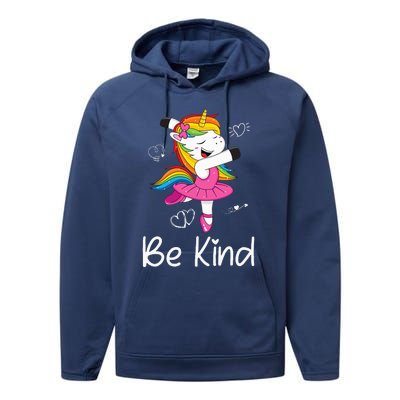 Dancing Unicorn Be Kind Anti Bullying Unity Day Orange Performance Fleece Hoodie