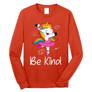 Dancing Unicorn Be Kind Anti Bullying Unity Day Orange Long Sleeve Shirt