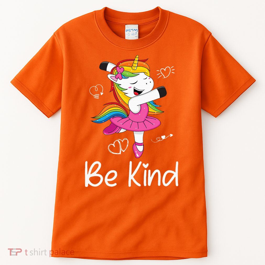 Dancing Unicorn Be Kind Anti Bullying Unity Day Orange Tall T-Shirt