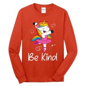 Dancing Unicorn Be Kind Anti Bullying Unity Day Orange Tall Long Sleeve T-Shirt