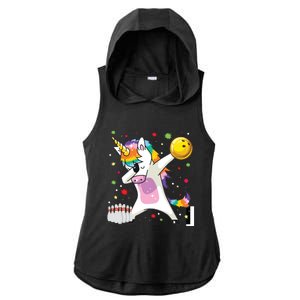 Dabbing Unicorn Bowling Funny Bowling Ladies PosiCharge Tri-Blend Wicking Draft Hoodie Tank