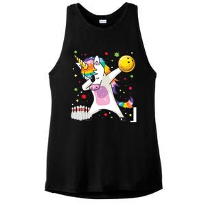 Dabbing Unicorn Bowling Funny Bowling Ladies PosiCharge Tri-Blend Wicking Tank