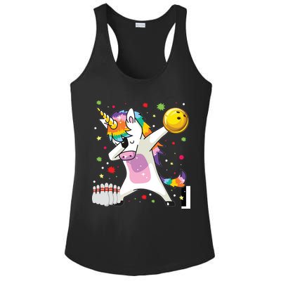Dabbing Unicorn Bowling Funny Bowling Ladies PosiCharge Competitor Racerback Tank