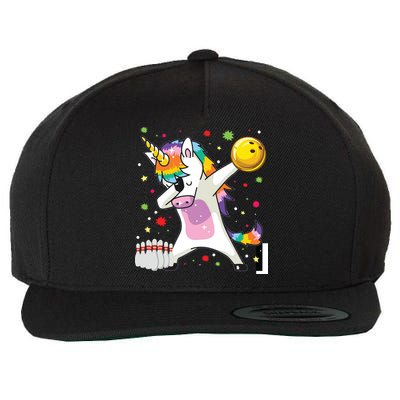Dabbing Unicorn Bowling Funny Bowling Wool Snapback Cap