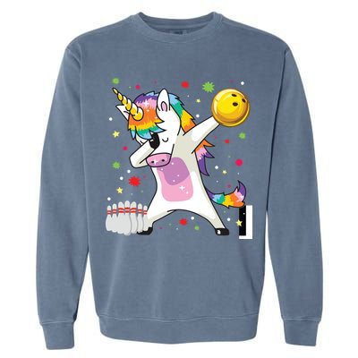 Dabbing Unicorn Bowling Funny Bowling Garment-Dyed Sweatshirt
