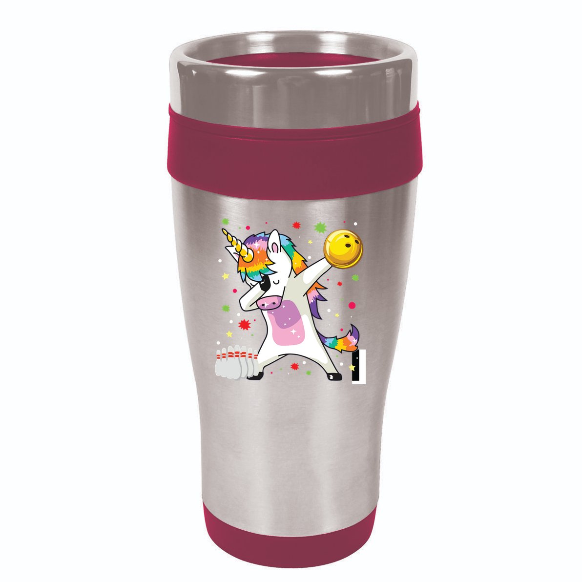Dabbing Unicorn Bowling Funny Bowling 16oz Travel Tumbler