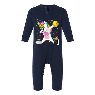 Dabbing Unicorn Bowling Funny Bowling Infant Fleece One Piece