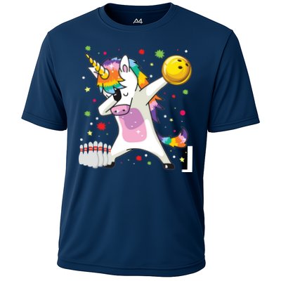 Dabbing Unicorn Bowling Funny Bowling Performance Shirt