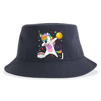 Dabbing Unicorn Bowling Funny Bowling Sustainable Bucket Hat