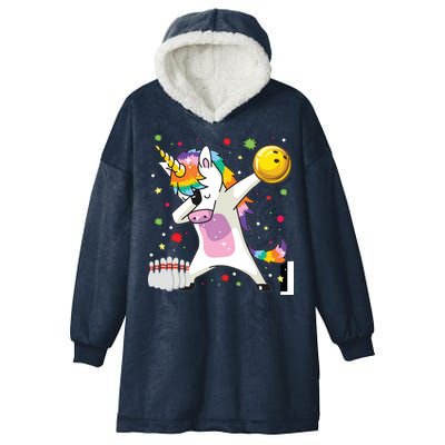 Dabbing Unicorn Bowling Funny Bowling Hooded Wearable Blanket