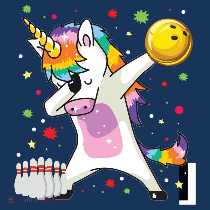 Dabbing Unicorn Bowling Funny Bowling Button