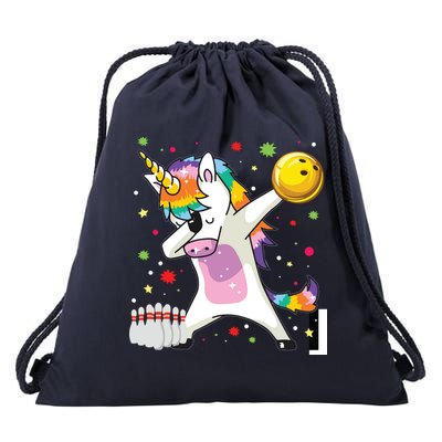 Dabbing Unicorn Bowling Funny Bowling Drawstring Bag
