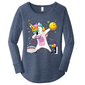 Dabbing Unicorn Bowling Funny Bowling Women's Perfect Tri Tunic Long Sleeve Shirt