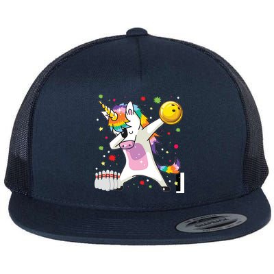 Dabbing Unicorn Bowling Funny Bowling Flatbill Hat