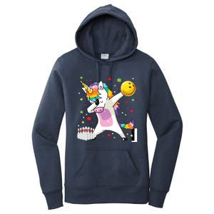 Dabbing Unicorn Bowling Funny Bowling Women's Pullover Hoodie