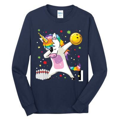 Dabbing Unicorn Bowling Funny Bowling Tall Long Sleeve T-Shirt