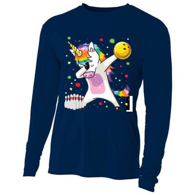 Dabbing Unicorn Bowling Funny Bowling Cooling Performance Long Sleeve Crew