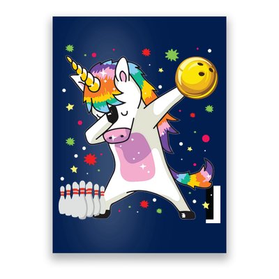 Dabbing Unicorn Bowling Funny Bowling Poster