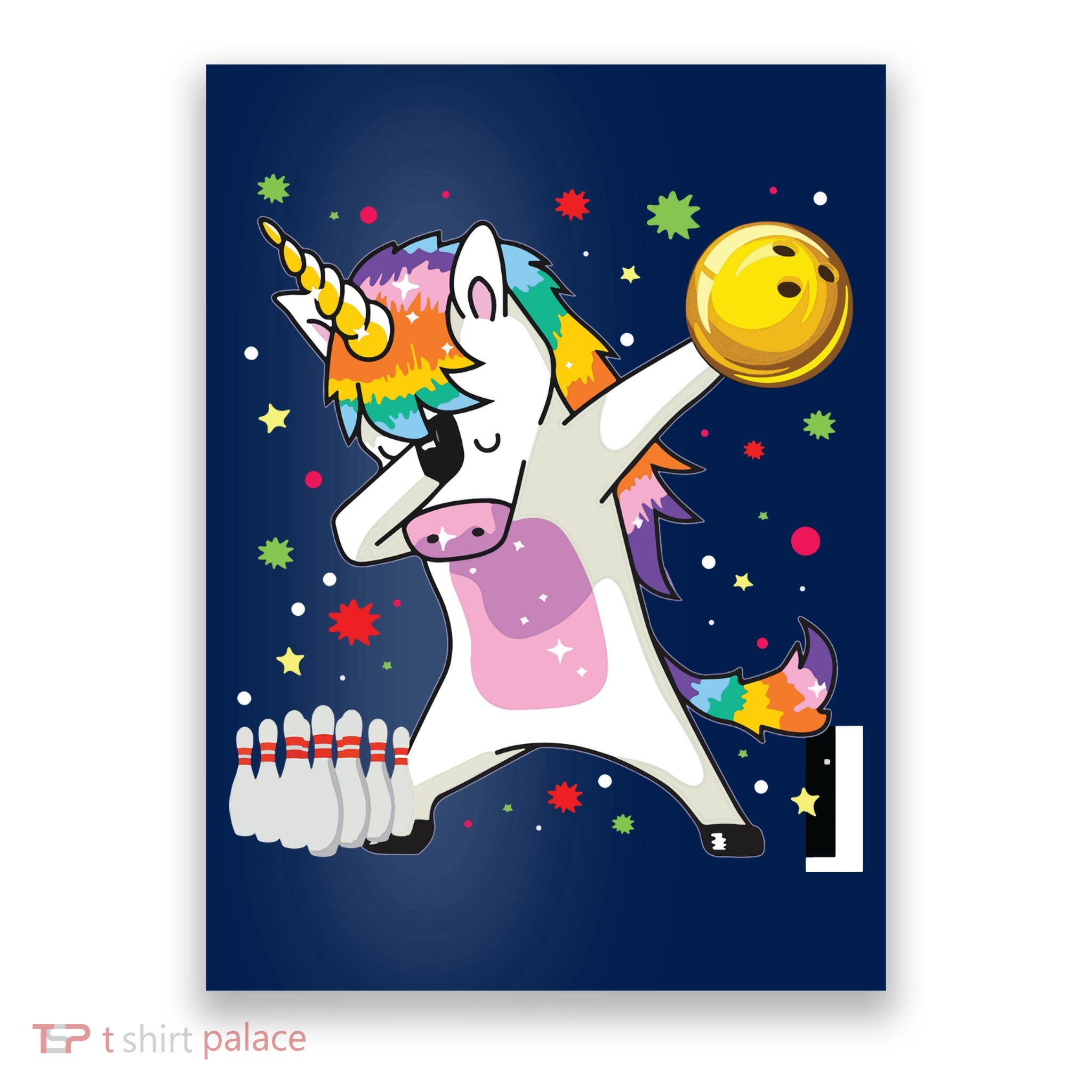 Dabbing Unicorn Bowling Funny Bowling Poster