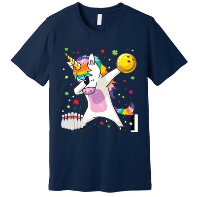 Dabbing Unicorn Bowling Funny Bowling Premium T-Shirt