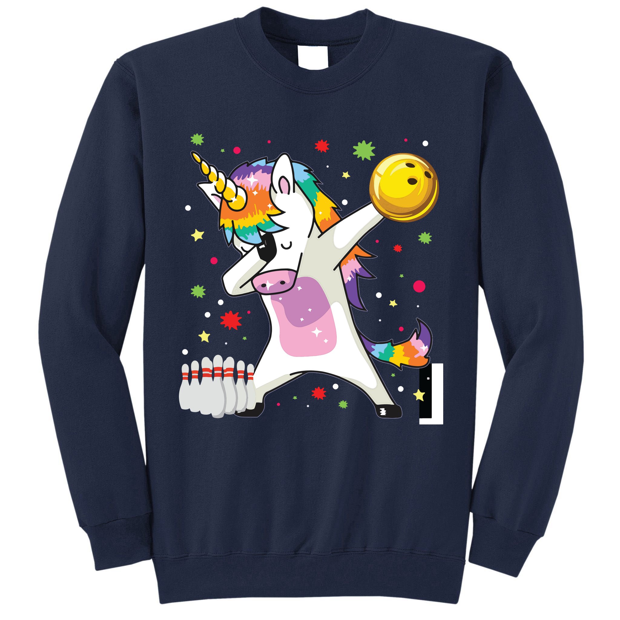 Dabbing Unicorn Bowling Funny Bowling Tall Sweatshirt