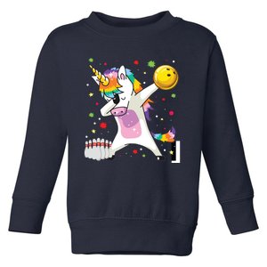 Dabbing Unicorn Bowling Funny Bowling Toddler Sweatshirt