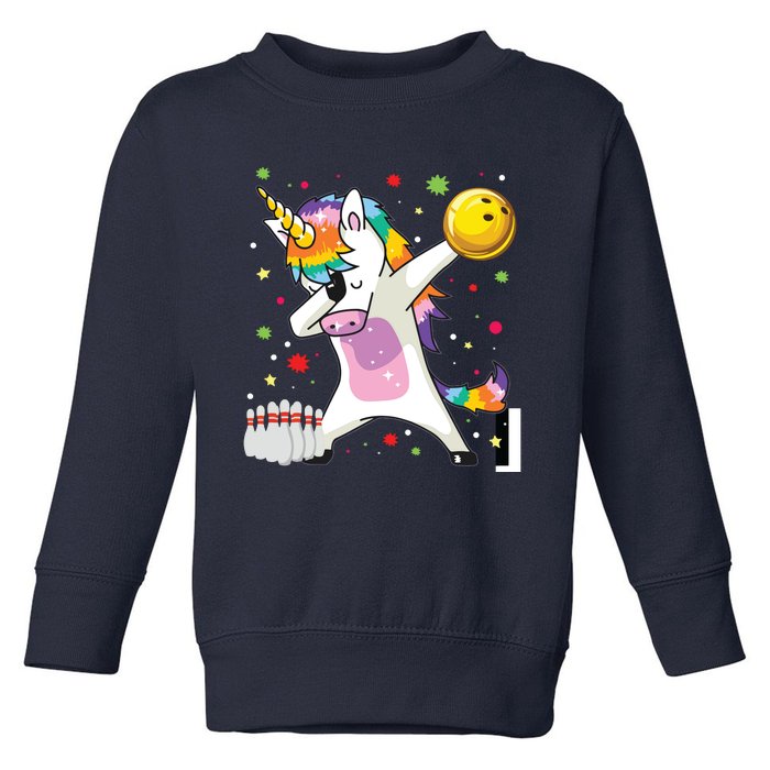 Dabbing Unicorn Bowling Funny Bowling Toddler Sweatshirt