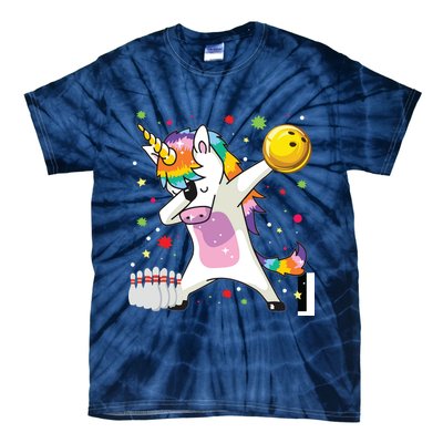 Dabbing Unicorn Bowling Funny Bowling Tie-Dye T-Shirt