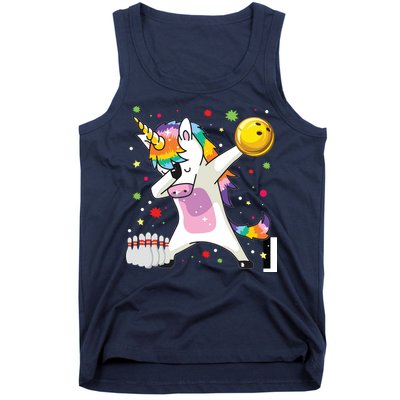 Dabbing Unicorn Bowling Funny Bowling Tank Top