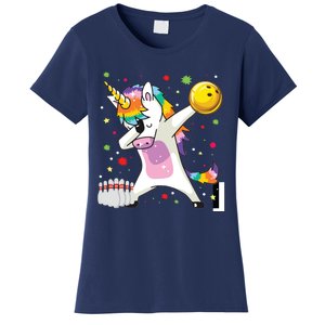 Dabbing Unicorn Bowling Funny Bowling Women's T-Shirt