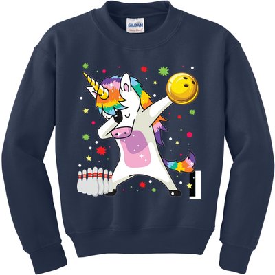 Dabbing Unicorn Bowling Funny Bowling Kids Sweatshirt