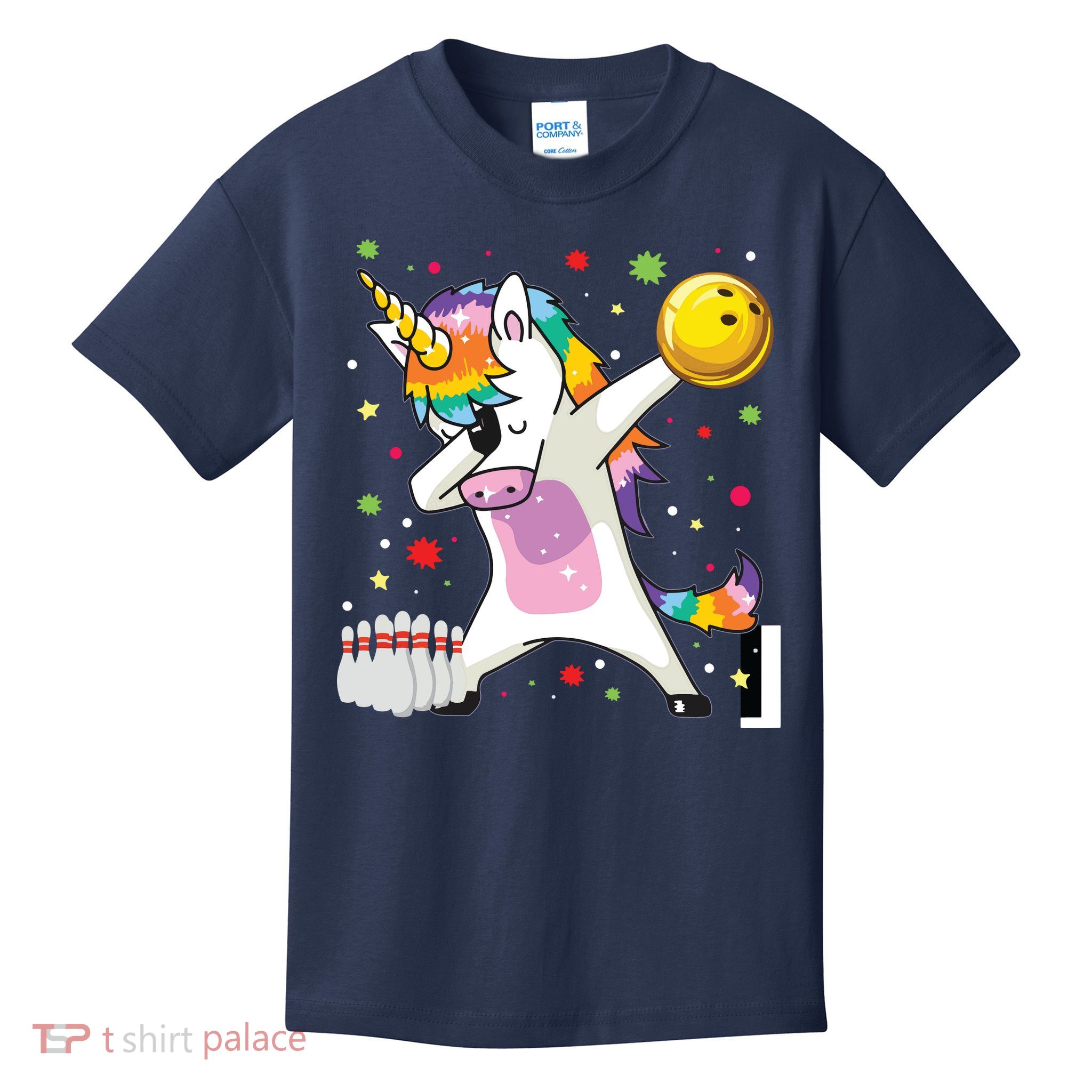 Dabbing Unicorn Bowling Funny Bowling Kids T-Shirt