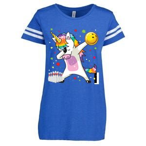 Dabbing Unicorn Bowling Funny Bowling Enza Ladies Jersey Football T-Shirt